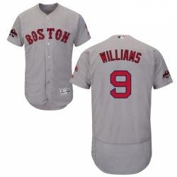 Mens Majestic Boston Red Sox 9 Ted Williams Grey Road Flex Base Authentic Collection 2018 World Series Jersey