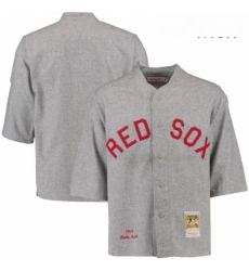 Mens Mitchell and Ness 1914 Boston Red Sox 3 Babe Ruth Replica Grey Throwback MLB Jersey
