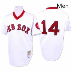 Mens Mitchell and Ness 1975 Boston Red Sox 14 Jim Rice Replica White Throwback MLB Jersey