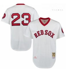 Mens Mitchell and Ness 1975 Boston Red Sox 23 Luis Tiant Replica White Throwback MLB Jersey