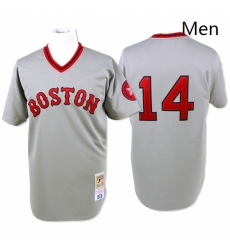 Mens Mitchell and Ness Boston Red Sox 14 Jim Rice Replica Grey Throwback MLB Jersey