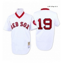 Mens Mitchell and Ness Boston Red Sox 19 Fred Lynn Authentic White Throwback MLB Jersey