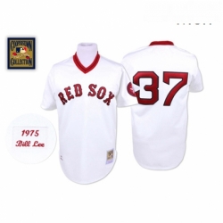 Mens Mitchell and Ness Boston Red Sox 37 Bill Lee Authentic White Throwback MLB Jersey