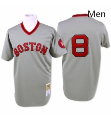 Mens Mitchell and Ness Boston Red Sox 8 Carl Yastrzemski Replica Grey Throwback MLB Jersey