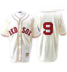 Mens Mitchell and Ness Boston Red Sox 9 Ted Williams Authentic Cream Throwback MLB Jersey