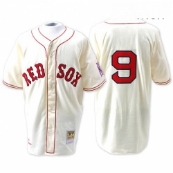 Mens Mitchell and Ness Boston Red Sox 9 Ted Williams Replica Cream Throwback MLB Jersey