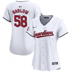 Women Cleveland Guardians 58 Scott Barlow White Stitched Baseball Jersey
