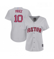 Womens Boston Red Sox 10 David Price Replica Grey Road Baseball Jersey