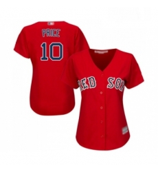 Womens Boston Red Sox 10 David Price Replica Red Alternate Home Baseball Jersey