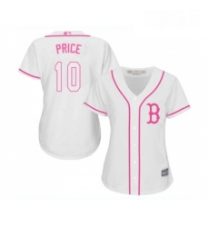 Womens Boston Red Sox 10 David Price Replica White Fashion Baseball Jersey