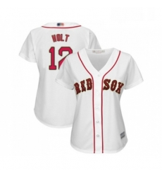 Womens Boston Red Sox 12 Brock Holt Authentic White 2019 Gold Program Cool Base Baseball Jersey