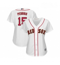 Womens Boston Red Sox 15 Dustin Pedroia Authentic White 2019 Gold Program Cool Base Baseball Jersey