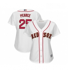 Womens Boston Red Sox 25 Steve Pearce Authentic White 2019 Gold Program Cool Base Baseball Jersey 