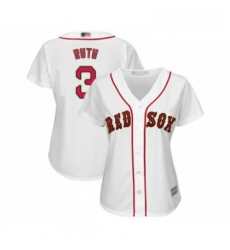 Womens Boston Red Sox 3 Babe Ruth Authentic White 2019 Gold Program Cool Base Baseball Jersey