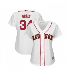 Womens Boston Red Sox 34 David Ortiz Authentic White 2019 Gold Program Cool Base Baseball Jersey
