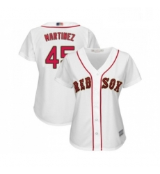 Womens Boston Red Sox 45 Pedro Martinez Authentic White 2019 Gold Program Cool Base Baseball Jersey