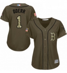 Womens Majestic Boston Red Sox 1 Bobby Doerr Authentic Green Salute to Service MLB Jersey