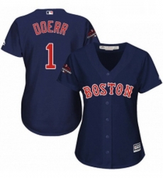 Womens Majestic Boston Red Sox 1 Bobby Doerr Authentic Navy Blue Alternate Road 2018 World Series Champions MLB Jersey