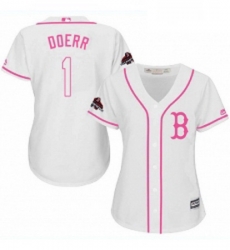 Womens Majestic Boston Red Sox 1 Bobby Doerr Authentic White Fashion 2018 World Series Champions MLB Jersey