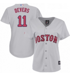 Womens Majestic Boston Red Sox 11 Rafael Devers Authentic Grey Road MLB Jersey 