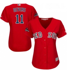 Womens Majestic Boston Red Sox 11 Rafael Devers Authentic Red Alternate Home 2018 World Series Champions MLB Jersey 
