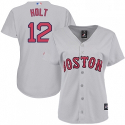 Womens Majestic Boston Red Sox 12 Brock Holt Authentic Grey Road MLB Jersey