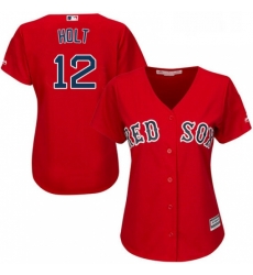 Womens Majestic Boston Red Sox 12 Brock Holt Replica Red Alternate Home MLB Jersey