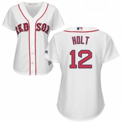 Womens Majestic Boston Red Sox 12 Brock Holt Replica White Home MLB Jersey