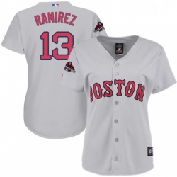 Womens Majestic Boston Red Sox 13 Hanley Ramirez Authentic Grey Road 2018 World Series Champions MLB Jersey