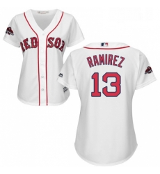 Womens Majestic Boston Red Sox 13 Hanley Ramirez Authentic White Home 2018 World Series Champions MLB Jersey