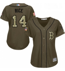 Womens Majestic Boston Red Sox 14 Jim Rice Authentic Green Salute to Service MLB Jersey