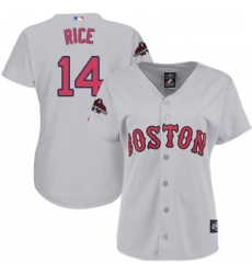 Womens Majestic Boston Red Sox 14 Jim Rice Authentic Grey Road 2018 World Series Champions MLB Jersey
