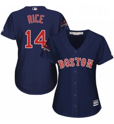 Womens Majestic Boston Red Sox 14 Jim Rice Authentic Navy Blue Alternate Road 2018 World Series Champions MLB Jersey