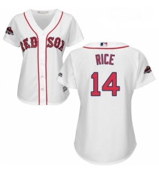 Womens Majestic Boston Red Sox 14 Jim Rice Authentic White Home 2018 World Series Champions MLB Jersey