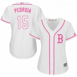 Womens Majestic Boston Red Sox 15 Dustin Pedroia Replica White Fashion MLB Jersey