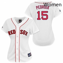 Womens Majestic Boston Red Sox 15 Dustin Pedroia Replica White MLB Jersey