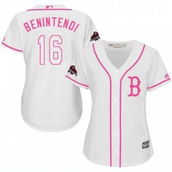 Womens Majestic Boston Red Sox 16 Andrew Benintendi Authentic White Fashion 2018 World Series Champions MLB Jersey