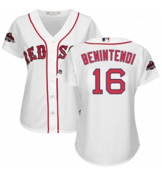 Womens Majestic Boston Red Sox 16 Andrew Benintendi Authentic White Home 2018 World Series Champions MLB Jersey