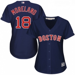 Womens Majestic Boston Red Sox 18 Mitch Moreland Authentic Navy Blue Alternate Road MLB Jersey