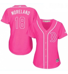 Womens Majestic Boston Red Sox 18 Mitch Moreland Authentic Pink Fashion MLB Jersey