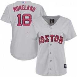 Womens Majestic Boston Red Sox 18 Mitch Moreland Replica Grey Road MLB Jersey