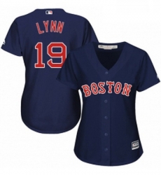 Womens Majestic Boston Red Sox 19 Fred Lynn Authentic Navy Blue Alternate Road MLB Jersey