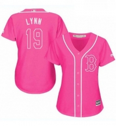 Womens Majestic Boston Red Sox 19 Fred Lynn Authentic Pink Fashion MLB Jersey