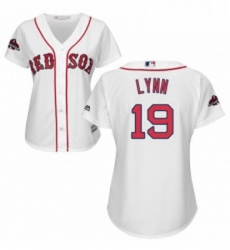 Womens Majestic Boston Red Sox 19 Fred Lynn Authentic White Home 2018 World Series Champions MLB Jersey
