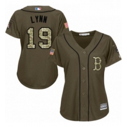 Womens Majestic Boston Red Sox 19 Fred Lynn Replica Green Salute to Service MLB Jersey
