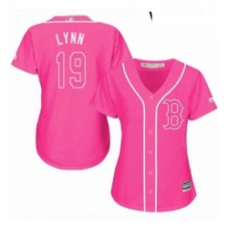 Womens Majestic Boston Red Sox 19 Fred Lynn Replica Pink Fashion MLB Jersey
