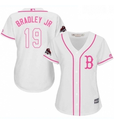 Womens Majestic Boston Red Sox 19 Jackie Bradley Jr Authentic White Fashion 2018 World Series Champions MLB Jersey 