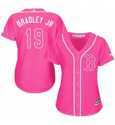 Womens Majestic Boston Red Sox 19 Jackie Bradley Jr Replica Pink Fashion MLB Jersey 