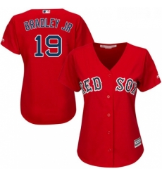 Womens Majestic Boston Red Sox 19 Jackie Bradley Jr Replica Red Alternate Home MLB Jersey 