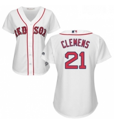 Womens Majestic Boston Red Sox 21 Roger Clemens Authentic White Home MLB Jersey